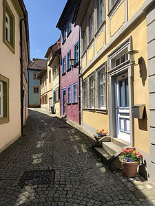 旧城市班贝格的建筑房子街道背景图片