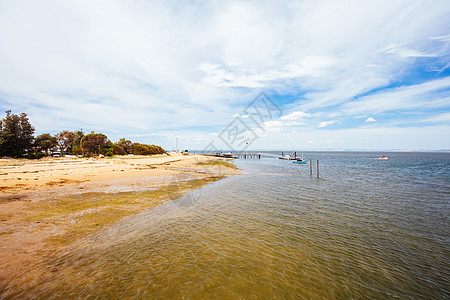 澳大利亚Rhyll镇支撑码头悬崖水平钓鱼旅行海岸线环境旅游海洋图片