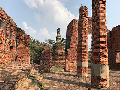 的废墟柱子佛塔建筑群皇宫寺庙历史背景图片