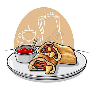 切片比萨饼盘子脆皮午餐面团面包美食食物小吃早餐香肠图片
