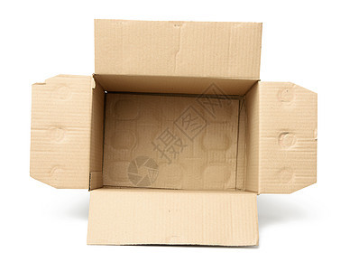 由白色背景上隔开的褐色面纸制成的空纸板矩形框货物送货工作室包装邮政贮存空白货运礼物纸盒图片