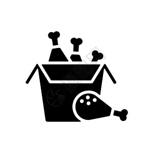 炸鸡在盒子矢量字形 ico炙烤小吃掘金咖啡店餐厅鸡腿命令菜单午餐插图图片