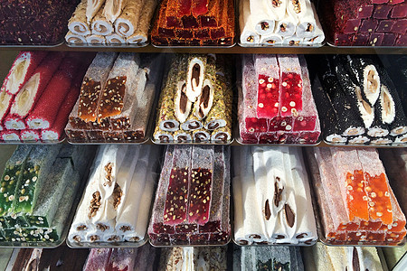 土耳其伊斯坦布尔苏丹艾哈迈德广场附近土耳其软糖店的传统土耳其软糖图片