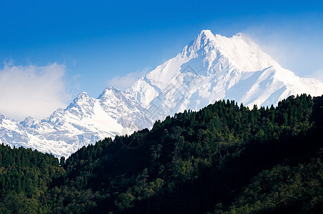 印度锡基姆的海拉哈亚山脉分布范围爬坡阴影岩石旅行顶峰天空季节波峰风景高山图片