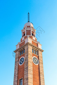 尖沙咀钟楼尖沙咀九龙香港经典钟楼晴空背景