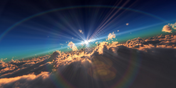 飞在云层之上 sun ra地球派对日落太阳气氛晴天阳光射线全景橙子图片