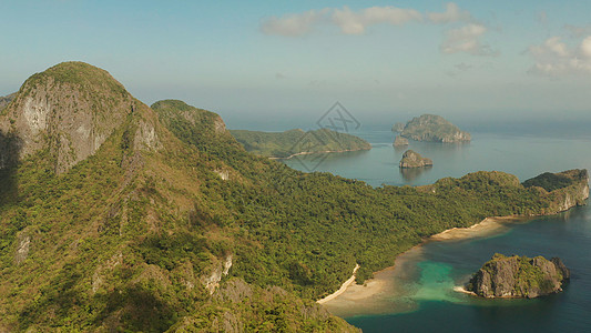 菲律宾帕拉万El Nido岛热带岛屿的海景场景海岸线理念支撑海岸晴天假期海湾旅游风景图片