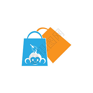 猴子商店袋标志图标设计它制作图案涂鸦框架草图婴儿礼物庆典飞行笔记鸟类丝带图片
