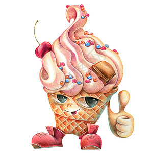冰淇淋的可爱插图图片