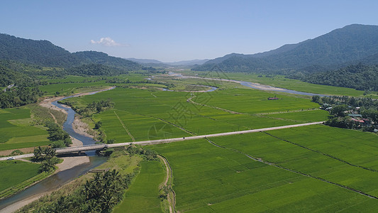 菲律宾有农田的山地谷 山区山谷农村场景绿色顶峰岩石乡村场地天空旅行农业图片