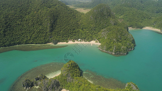 卡拉莫群岛的海景 菲律宾南卡马里纳森林热带假期海岸海滩海洋旅行岩石风景图片