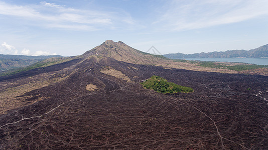 巴图尔火山 巴厘岛 印度天空航空绿色森林旅行爬坡顶峰鸟瞰图热带图片