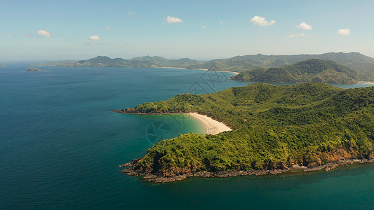 热带海水环礁湖和海滩 菲律宾 埃尔尼多天线旅游蓝色海洋鸟瞰图支撑游客旅行海浪海景图片