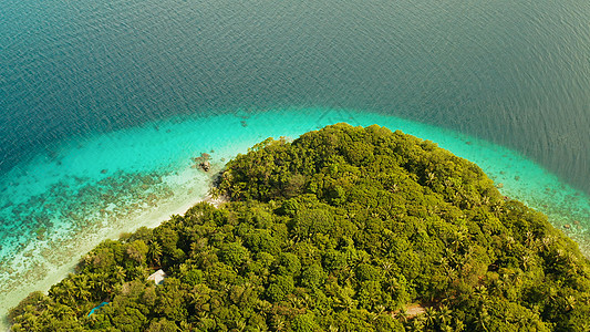带椰子树和绿宝石环礁湖的景观支撑假期天蓝色情调海滩旅游阳光海岸线海岸异国海水高清图片素材