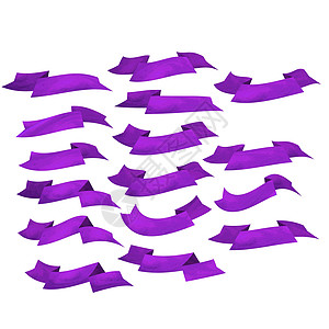 彩带紫色背景白色背景上隔离的一套紫色平面丝带 Ribbon 横幅矢量插图 水彩带插画