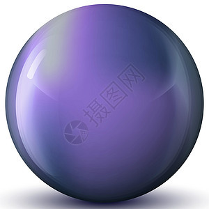玻璃紫球或珍贵珍珠 光滑现实的球 3D抽象矢量插图突出显示在白色背景上 有阴影的大金属泡沫球体艺术网络反射蓝色玻璃球紫色圆圈水晶图片