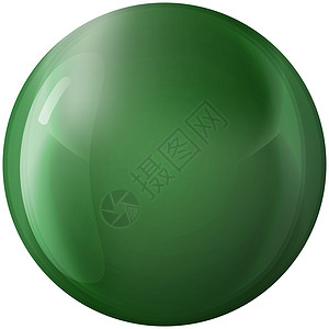 玻璃绿球或珍贵珍珠 光滑现实的球 3D抽象矢量插图在白色背景上突出显示 大金属泡沫和阴影玻璃球圆圈艺术按钮运动水晶液体反射球体塑图片