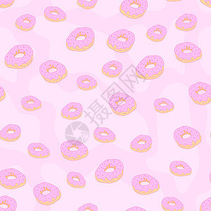 无缝图案集卡通手绘甜甜甜圈精致柔和的粉色米色淡紫色 可爱的图案包装包装横幅纺织品面料条纹甜点糕点小吃蛋糕孩子气孩子褐色织物糖果图片