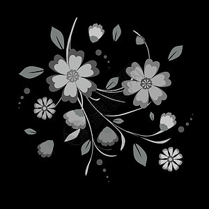 暗花黑色风格花束植物插图白色艺术灰色装饰野花图片