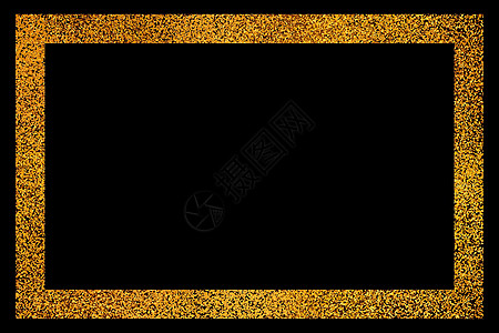 黑色背景上的金色装饰框 具有闪光效果的豪华方形边框 黄金复古插画 创意设计模板 抽象设计元素 复制空间图片