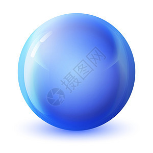 玻璃蓝色球或珍贵珍珠 光滑现实的球 3D抽象矢量插图在白色背景上突出显示 大金属泡沫和阴影紫色塑料反射艺术按钮网络液体气泡玻璃球背景图片