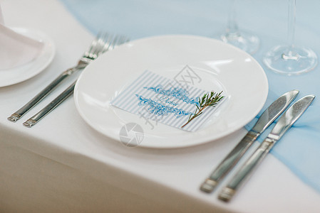 新婚夫妇在餐厅宴会厅的礼堂 装饰着蜡烛和绿色植物 大厅的一般音调是米格 注食物椅子庆典用餐接待奢华桌子玻璃环境白色图片