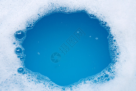 由清洁剂泡沫泡沫组成的框架盆地织物肥皂垫圈篮子洗澡棉布衣夹蓝色衣服图片