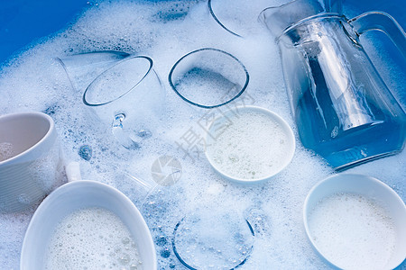 杯子背景洗洗用过的酒杯和杯子概念果汁工作琐事家务菜肴盘子午餐早餐打扫背景