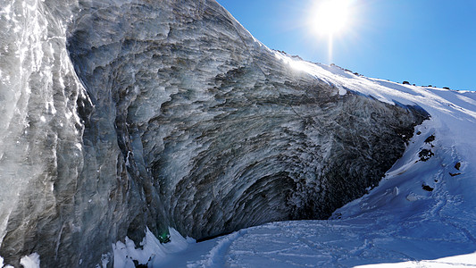 山顶高冰墙 博格丹诺维奇冰川海浪冰山水晶环境岩石蓝色探索太阳气候旅行图片