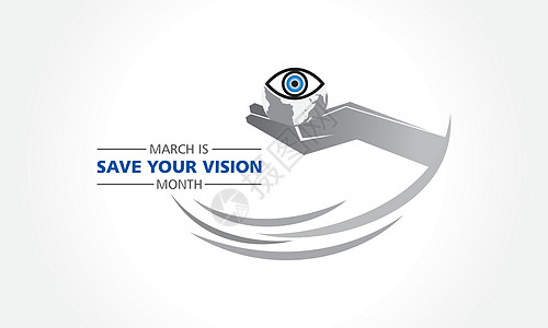 保存您在 Marc 月份观察到的视力月插图海报国家预防全世界镜片横幅图片眼科眼睛图片