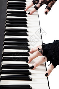 弹键盘钢琴的女歌乐队音乐黑色旋律指甲金属女性艺术家乐器教育工作室图片