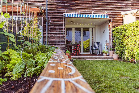 城市的古典小花园 夏天土壤娱乐房子公寓蔬菜爱好栽培假期园艺邻里背景图片