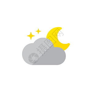 天气图标 夜晚 月亮和云月光预报气候插图流行音乐广告新月邮政假期横幅图片