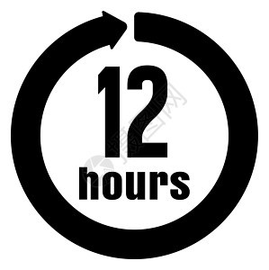 Timerclock 矢量图标说明 12 小时圆形速度倒数服务插图小时商业手表送货黑色图片