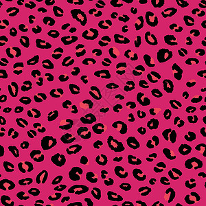 抽象的现代豹纹无缝图案 动物时尚背景 印刷卡片明信片织物纺织品的粉红色和黑色装饰矢量股票插图 风格化滑雪的现代装饰品绘画毛皮墙纸图片