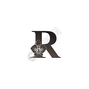字母 R 标志图标与黑色兰花设计 vecto高清图片