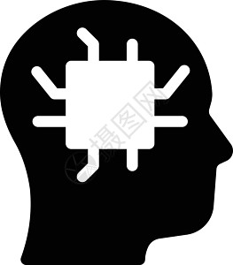 创造性芯片科学插图头脑电脑技术机器标识智力电子人图片