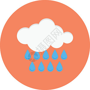 雨滴图标雨蓝色预报雨滴多云温度插图图标风暴气象网络插画