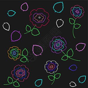玫瑰花朵 黑暗的无缝纹理图片