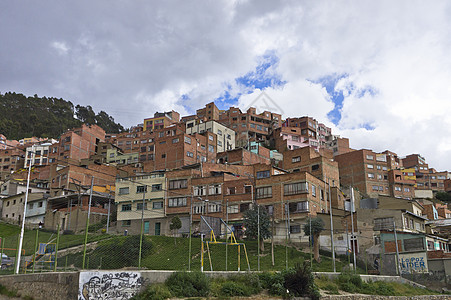 La Paz 砖房山景 玻利维亚 南美洲拉丁街景爬坡首都历史性老房子建筑平原天空山脉图片
