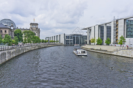 柏林 旧城日落之景 在德国 欧洲的斯普里河边建筑首都旅游假期屋顶风格房子城市狂欢目的地图片