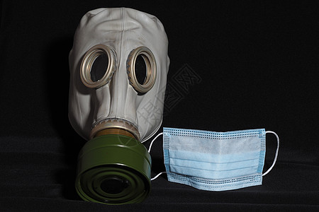 个人防护设备 Covid19 防毒面具和医疗面具焦虑鼻子气体保护灰尘空气化学感染呼吸情况图片