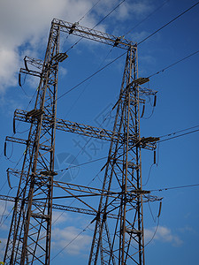 输电的电线 高压塔和电力传输塔电压电缆电源线活力设备安全生产能源电力塔职业图片