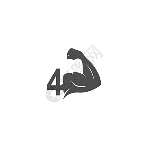 号标志图标与肌肉手臂设计 vecto杠铃标识哑铃运动员数字刻字健身房标签重量商业图片