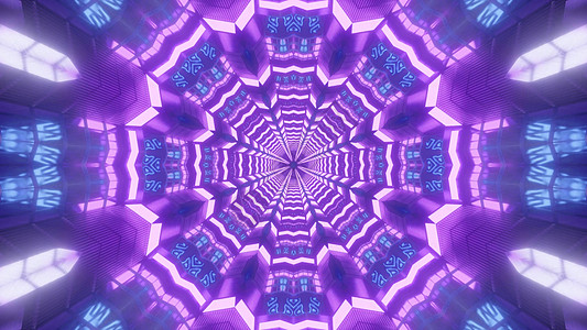 分形紫色隧道的 3D 插图图片