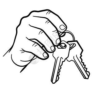 拿着钥匙的手房子安全房地产插图住宿代理人黑色销售成功财产背景图片