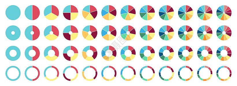 圆形饼图  2 3 4 5 6 7 8 9 10 11 12 个部分或步骤图表信息部门戒指桌子车轮统计饼形圆圈进步图片
