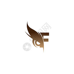 字母 F 标志图标结合猫头鹰眼睛图标设计 vecto图片