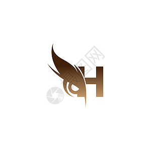 字母 H 标志图标结合猫头鹰眼睛图标设计 vecto图片