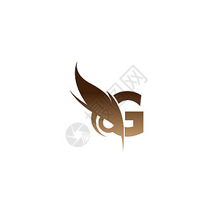字母 G 标志图标结合猫头鹰眼睛图标设计 vecto图片
